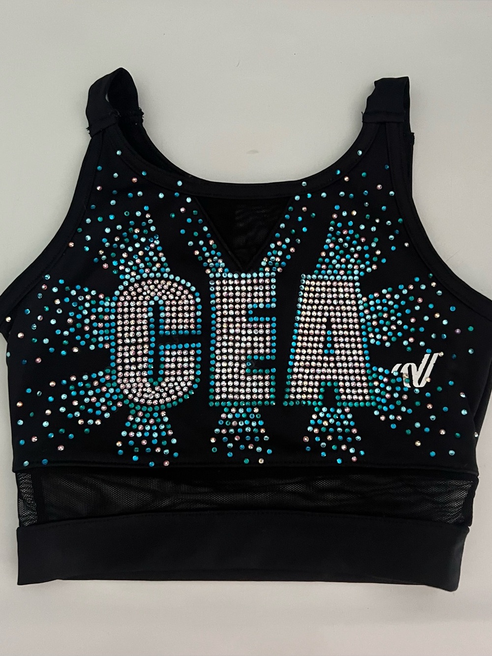 Black Rhinestone CE A Team Crop Top